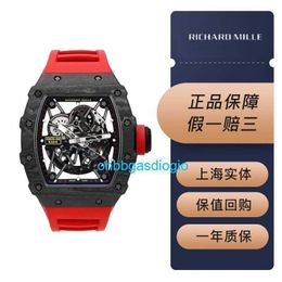 Luxury Watches Richamills Chronograph Mills RM35-02 Black NTPT Carbon Fibre Hollow Plate Automatic Mechanical Watch Men's Watch OHYV