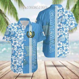Men's Casual Shirts 2024 Guatemala Flag Hawaiian Shirt 3D Printed Fashion Customized Name And Women's Short Sleeved Top