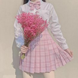 Clothing Sets Girl Waist Full A-line Set School Pleated Sexy Japanese For Plaid High Uniforms Skirts