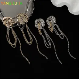 Stud Earrings Metal Irregular Geometry Long Chain Tassel South Korea's Retro Minimalist Design Women Fashion Jewelry Party