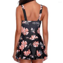 Women's Swimwear Open Back One-piece Swimsuit Floral Print Monokini Dress Beachwear For Women Slim Fit Bathing Suit With Flowy