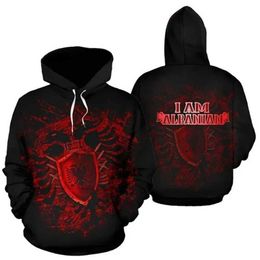 Herren Hoodies Sweatshirts Neueste Mode 3D -Druck Albanien Rüstungen Hoodies Kapuze -Sweatshirts für Frauen Strtwear Baggy Trendy Unisex High Quty Tops T240523