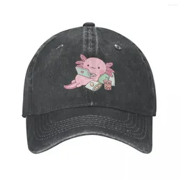 Berets Cute Chilling Axolotl Baseball Caps Snapback Denim Hats Outdoor Adjustable Casquette Sports Cowboy Hat For Men Women