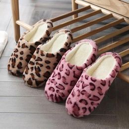 Slippers Leopard Soft Bottom Home Warm Shoes Woman Indoor Floor Non-Slips For Bedroom House Ladies