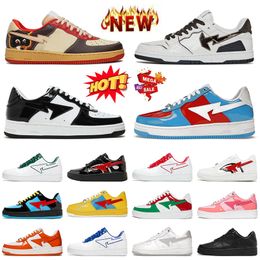 Wholesale Patent BapeShoes Flat Camouflage Designer Casual Shoes Platform Leather SK8 Stas Shark Face Trainers Luxury Low OG Original Silver Womens Mens Sneakers