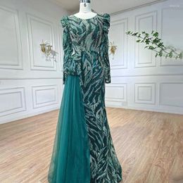 Party Dresses Serene Hill Muslim Green Mermaid Elegant With Oversk Sexy Lace Beaded Luxury Evening Gowns For Women 2024 LA72123