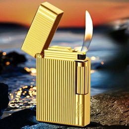 Lighters Metal bar loud light unusual cigarette lighter creative wheel light butane gas light open flame square light Q240522