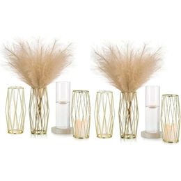 Gold Modern Vase for Centerpiece Glass Set of 6 Home Decoration Decor Garden 240523