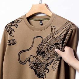 Men's Hoodies Sweatshirts 6 Color 2024 Chinese New Year Mens Round Neck Thin Long Sleeve Chinese Loong Hoodie Printed Casual Mens Sweatshirt Q240522