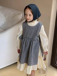 Clothing Sets Children's Girls 2Pcs Long Sleeve Dress Suits Autumn Plaid Gown Outfits Xmas Children Costume