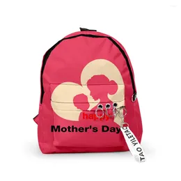 Backpack Fashion Mother's Day Backpacks Boys/Girls Pupil School Bags 3D Print Keychains Oxford Waterproof Funny Cute Small