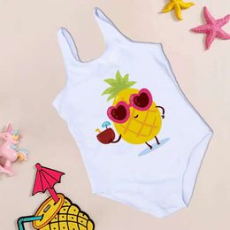 Cartoon Pineapple Baby Girl One Piece Swimsuit for 2-7year Toddler Kids Swimwear Cute Bikini Bathing Suit Swimming Party Clothes L2405