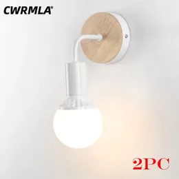 Wall Lamp 2pcs/lot Nordic Wood Modern Minimalist Lights Fixture E27 For Living Room Home Indoor Sconces Deco Lighting