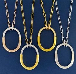 Hochwertige Designer-Halskette Mode T-Letter U-förmige Schlossringschnalle Halskette Anhänger glänzendes Armband Ohrring Verstellbares vielseitige vielseitige Halskette