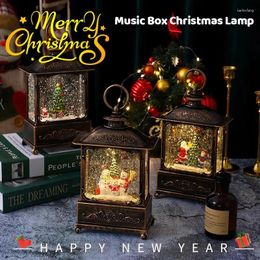 Decorative Figurines Snow Globe Lantern Lighted Swirling Glitter Music Box Christmas Decorations Santa Claus Year Gift For Family Friend