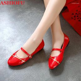 Casual Shoes ASHIOFU Handmade Womens Flats Candy-colored Round-toe Party Prom Stage Perfomance Fashion Daily Wear Flat