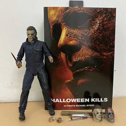 Action Toy Figures NECA Figure Michael Myers Figure With LED Halloween Ultimate Action Figure Model Toys Joint Movable Doll Christmas Present T240521