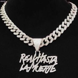 Подвесные ожерелья Женская хип-хоп Письмо подвесное колье с 13-миллиметровым кубинским цепи хип-хоп подвесное ожерель