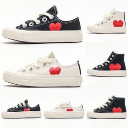 2024 New A collaboration Play Infant Sneakers Newborn Kids Canvas Casual Shoes With Red Peekaboo Heart Big Boy Girl Preschool Gradeschool Sneakers Size 22-37