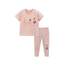 Little maven Baby Girls 2024 Summer Set Tracksuit Kids Outfit Sets Cartoon Ballet Children Tops+Pants Clothes Cotton L2405