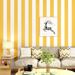 Modern Gray White Warm Yellow Vertical Striped Wallpaper For Walls Roll Bedroom Living Room Children TV Backdrop Wall Paper 240523