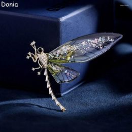 Brooches Donia Jewellery Copper Micro-inlaid Colour Zircon Brooch Dragonfly Dress Retro Jacket Hat Bag Luxury