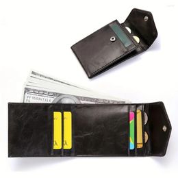 Wallets Men Mini Card Holder Money Clip PU Leather Wallet For Business ID Badge Coin Purse Man