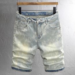Men's Jeans Fashion Designer Men Summer Casual Stretch Slim Fit Ripped Short Hombre Retro Washed Blue Vintage Denim Shorts