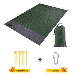 200 x 210 waterproof pocket beach blanket folding camping mat portable lightweight mat outdoor picnic mat beach mat 240516