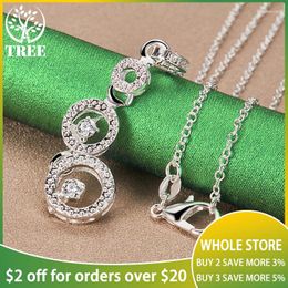 Pendants 925 Sterling Silver 16-30 Inch Chain 3A Zircon Three Circles Pendant Necklace Woman Fashion Birthday Party Wedding Charm Jewellery