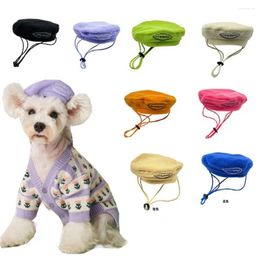 Dog Apparel Solid Colour Pet Decorative Beret Hat Accessories Adjustable Soft Wool Cap Pographic Props