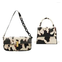 Shoulder Bags Cow Pattern Temperament Wild Armpit Ladies Bag Beige & Fashion Print Pu