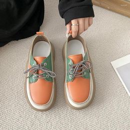 Casual Shoes Women's 2024 Spring Lace-up Color-blocking Sneakers Flat Comfortable Soft Bottom Trendy