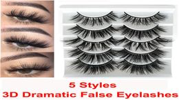 Makeup False Eyelashes Dramatic 3D Mink Lashes Handmade Natural Fluffy Long Soft Reusable Fake Eyelashes 5 pair set 5D Volumn Lash5347624