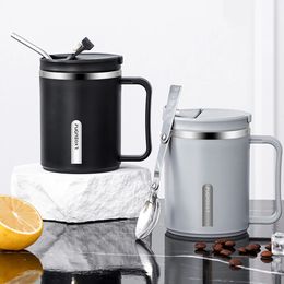 500ml Thermos Coffee Cup With Spoon Stainless Steel Water Tea Builtin Philtre Iced Mug Doublelayer Vacuum Flask 240523