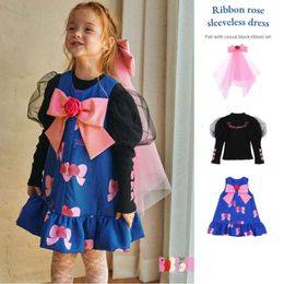 Girls 2024 Spring New Printing Bow Cotton Cute Korean Version Of The Princess Dress Children's Clothing L2405