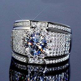 1.5CT Choucong Brand Wedding Ring Stunning Luxury Jewellery Real 925 Sterling Silver Round Cut White Moissanite Diamond Eternity Party Rich Women Ring For Men Gift