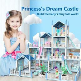 Doll House Accessories Big Dollhouse Princess Diy House Kit Children Bb House Building Doll Furniture Miniature Doll House Villas Christmas Gift Girl Toy Q240522