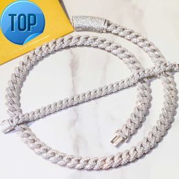 Yu ying Hip Hop Chain 6mm 9mm 13mm 2 Rows 925 Silver Iced Out Necklace D/VVS Moissanite Men Necklace Bling Cuban Link Chain