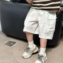 Trousers Boy Pants Street Style Korea 2024 Summer Solid Color All Match Cargo Shorts Casual Handsome Kids Clothes