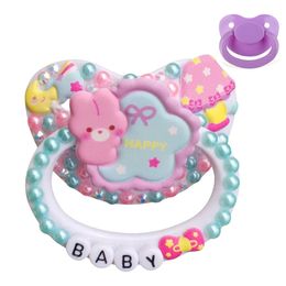 unique handmade bling white star bear adult pacifier Adult Sized Cute Gem Pacifier Dummy Silicone Nipple pacifier 240510