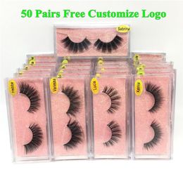 New Fake 3D Mink Eyelashes Customise Logo False Eyelash Soft Natural Thick Long Eyelash Extension Eye Lashes Makeup5983779