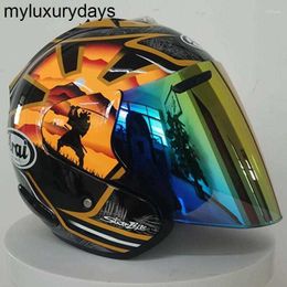 Arai Motorcycle Helmets Top Helmet Half Open Face Casque Motocross Yellow Waiter SIZE S M L XL XXL Capacete ATV off-road motorcycle helmet with sun shield