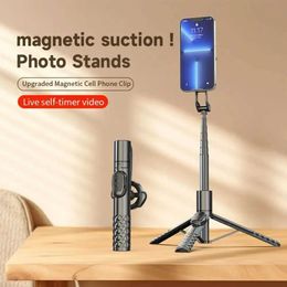 Selfie Monopods Wireless phone suitable for iPhone Samsung magnetic selfie stick tripod foldable with remote control 130cm portable S2452207