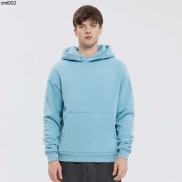 American Hooded Sweatshirt Made of Pure Cotton Without a Hood with Buckle Strap and Hidden Pockets Loose Fitting Mens Top for Spring Autumn