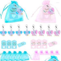 Party Favour 20-40Set Elephant Keychain Baby Shower Souvenirs Gifts With Organza Bags Thank You Tags Favours For Guest Kids Birthday D Dhu7Q