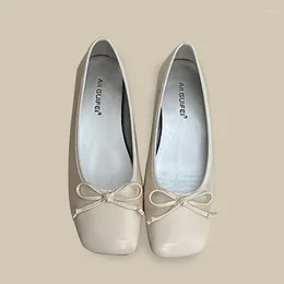 Casual Shoes Women's Pepper Ballet Flat With Bow Cute Comfortable Plus Size Square Toe Soft Sole Slip On Flats