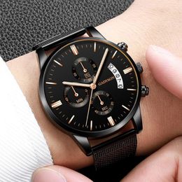 Mens Watch Fashion Luxury Luminous Watches Men Stainless Steel Mesh Calendar Quartz Wristwatch Classic Business Relogio Feminino Wristw 204r