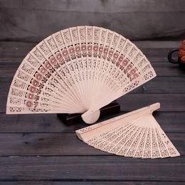 Custom Chinese Sandalwood Scented fans Wooden Openwork craft fan personal Hand Held Folding Fans for Wedding gift Birthday Home Decor ZZ