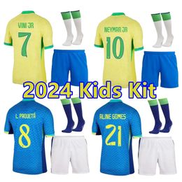 BRAZILS kids football kit 2024 Copa America Cup soccer jerseys Camiseta de futbol PAQUETA RAPHINHA football shirt maillot VINI JR brasil RICHARLISON NEYMAR kits
